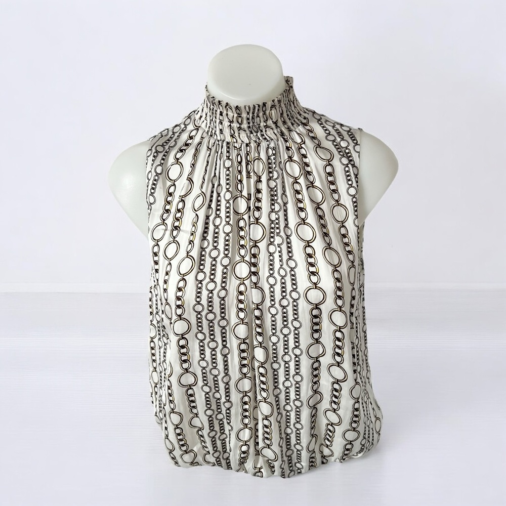 Banana Republic Smocked Sleeveless Blouse Sz S